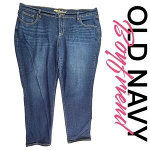 Old Navy Women's Mid-Rise Boyfriend Ankle Jeans Blue Denim Medium Wash Size 18